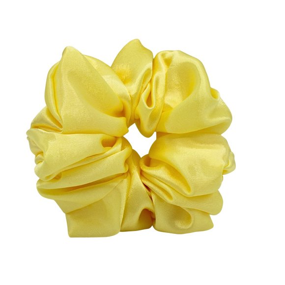 Large Yellow Satin Scrunchie - Picture 2 of 4
